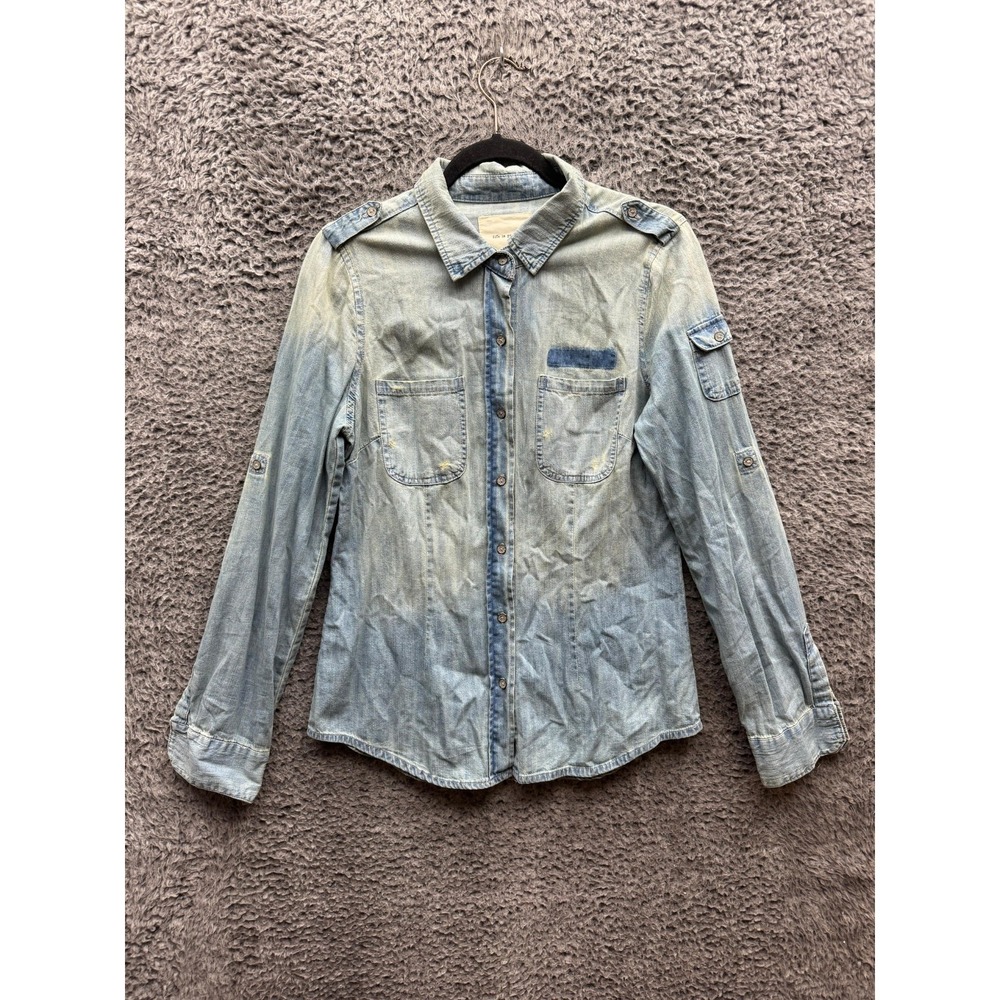Life In Progressβ Button Down Denim Trucker Jacket Acid Wash Blue Womens Size M